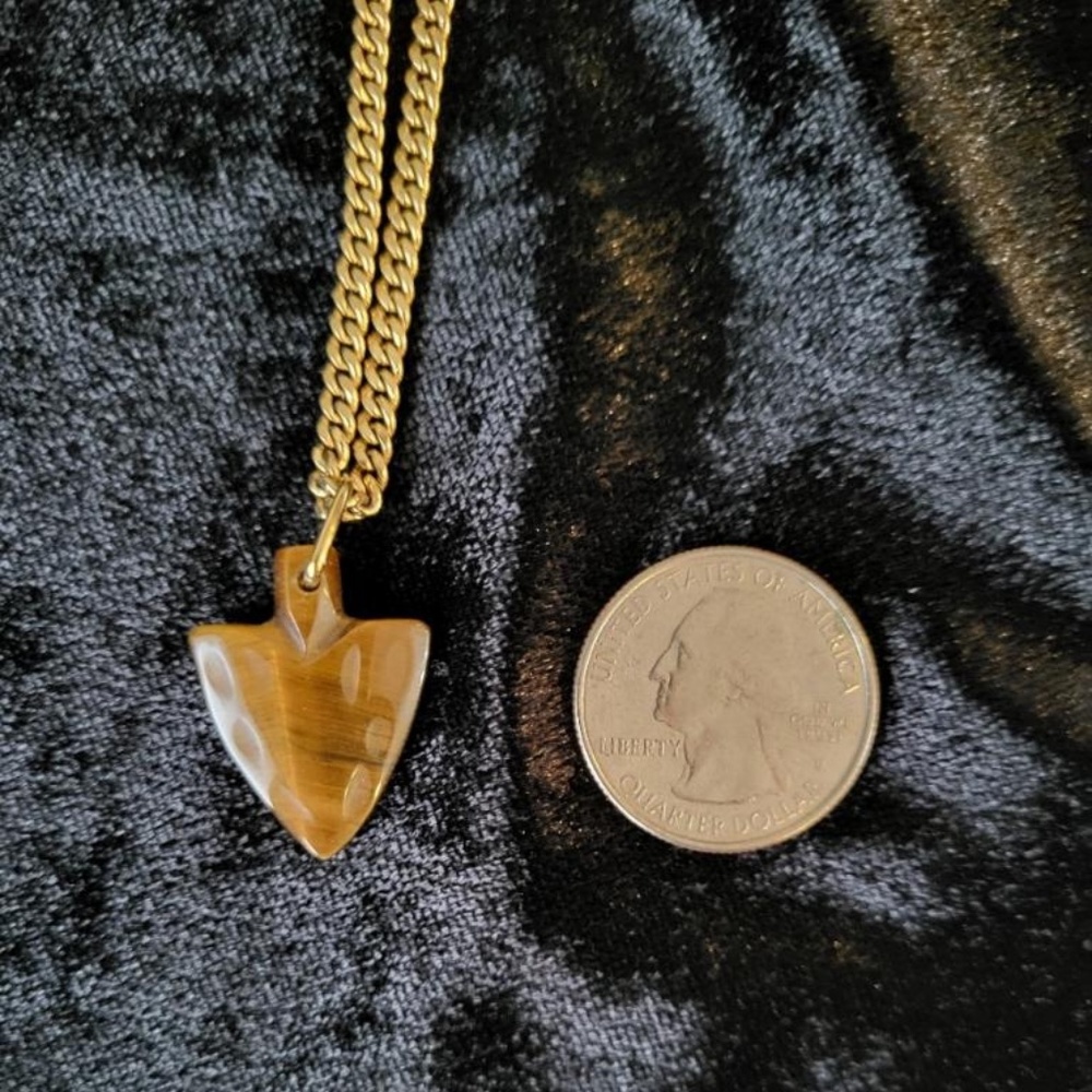 Vintage Avon Arrowhead Tigers Eye Pendant